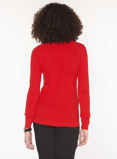 **Tall Red Button Front Jumper